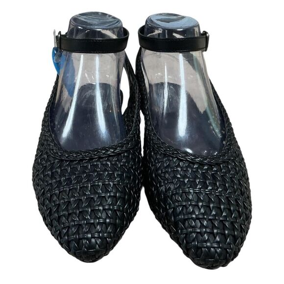 Seychelles Woven Ankle Strap Slingbacks Womens 8.5 Black Pascal Vegan Padded NEW - Picture 2 of 9